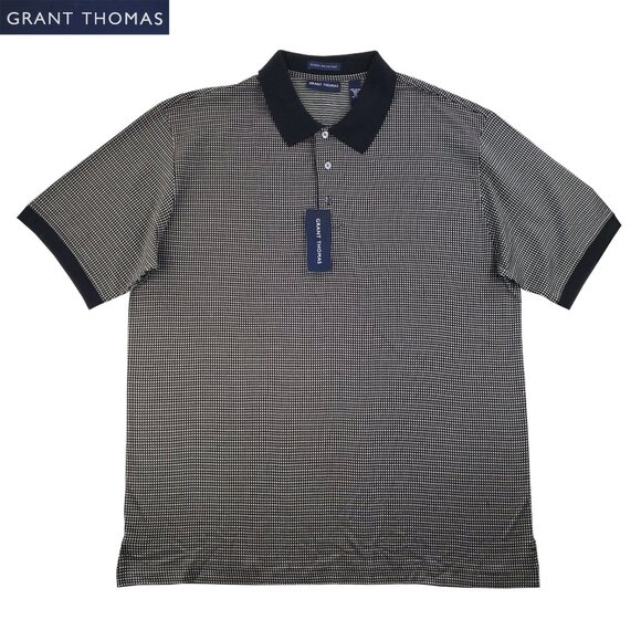 Grant Thomas Polo Shirt Double Mercerized Cotton Check Pattern Men's XL NWT - Picture 1 of 10